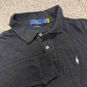 Polo Ralph Lauren Rugby Polo Shirt Mens Large Charcoal Long Sleeve Classic Fit